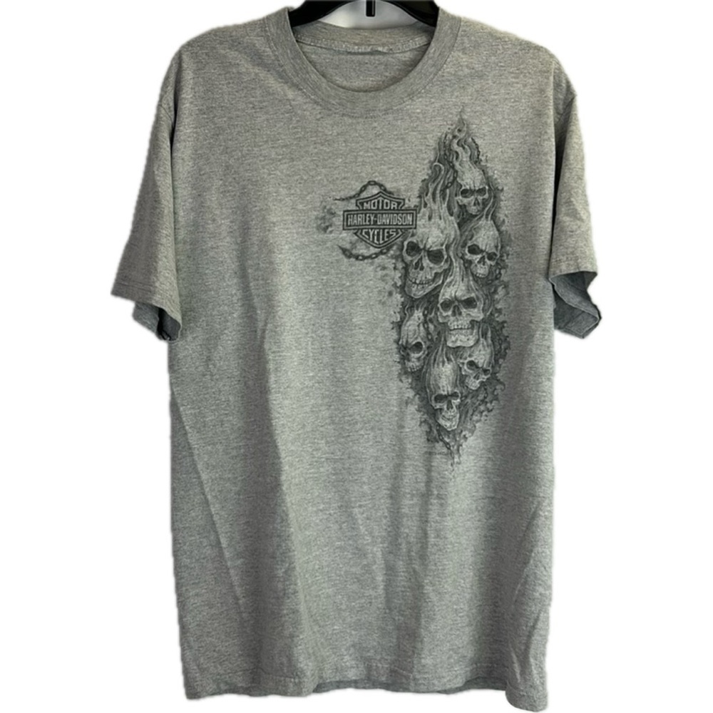 Harley-Davidson Fire Skulls Kosco H-D Kinnelon New Jersey Gray Tee Shirt